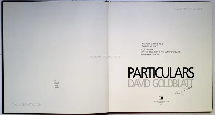 David Goldblatt – Particulars (ONE OF THE 25 COPIES WITH A PRINT)
