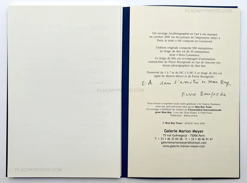 Man Ray – LA PHOTOGRAPHIE EST L'ART (SPECIAL EDITION INSCRIBED BY THE AUTHOR)
