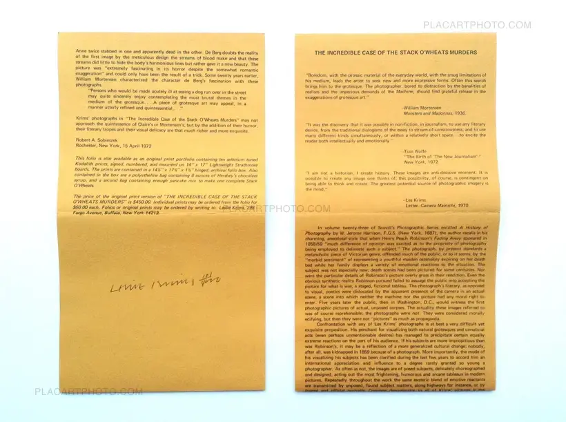 Les Krims – The Incredible Case of the stack O' Wheats murders (Signed)