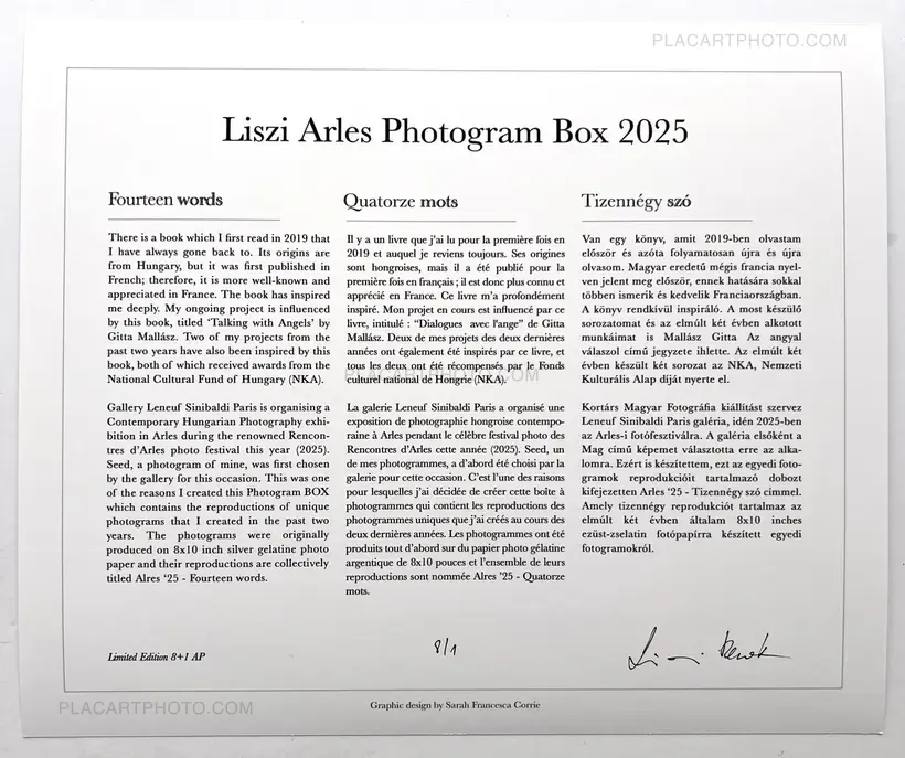 Renata Liszi – Liszi Arles Photogram Box 2025 (EDT of 8)